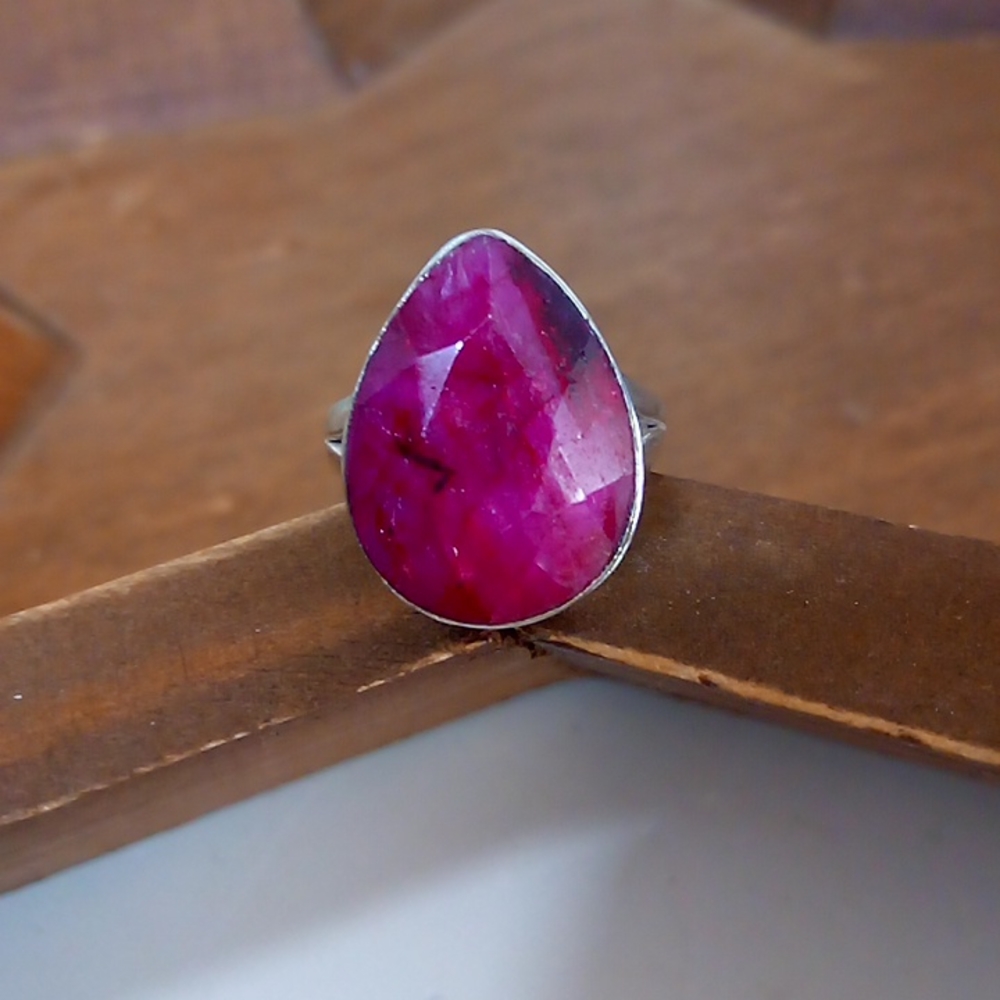 Hand Crafted Magenta Teardrop Ring